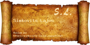 Simkovits Lajos névjegykártya